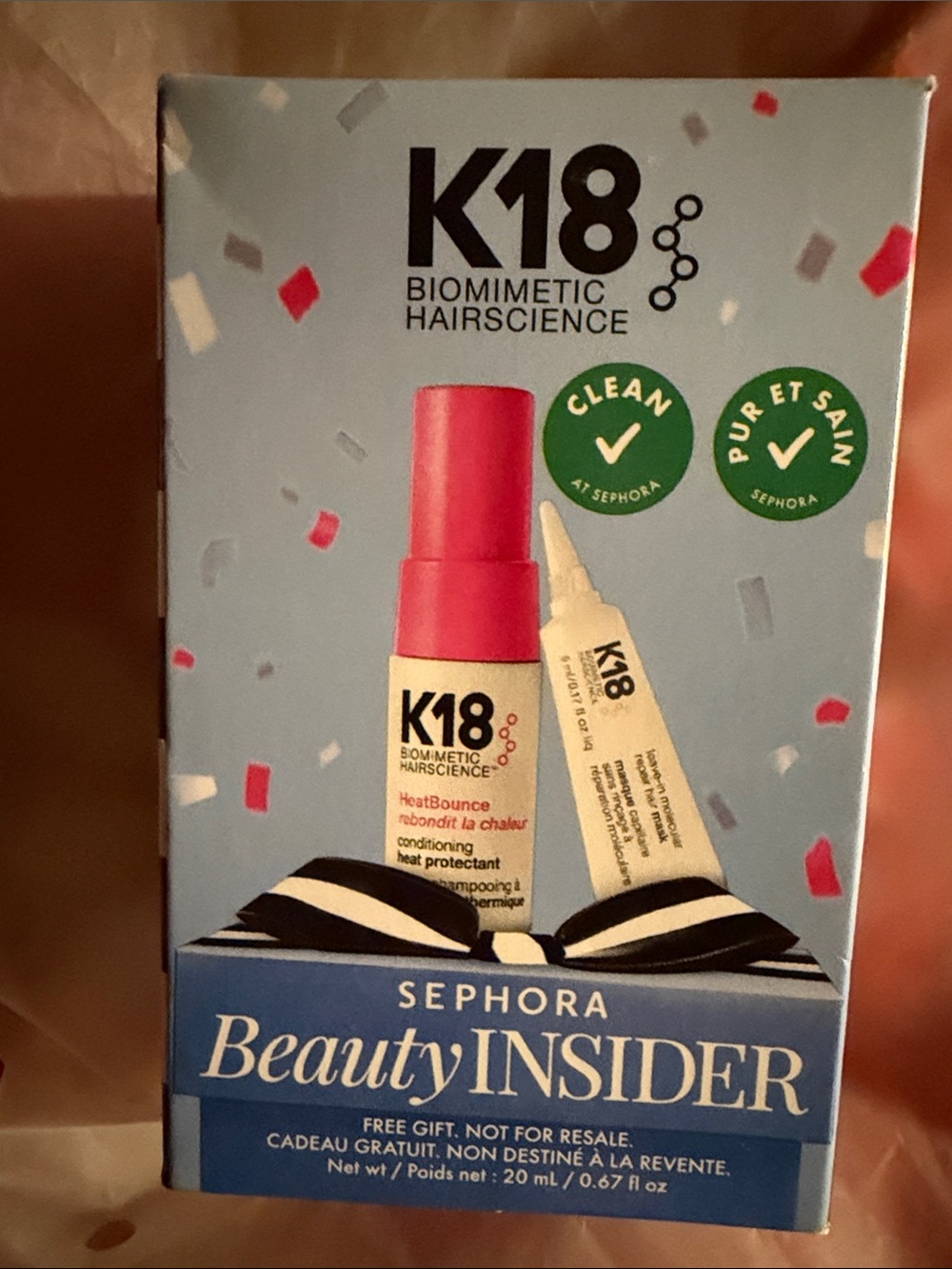 K18 beauty inside 2 pc set - heat protector & leave in repair mask travel